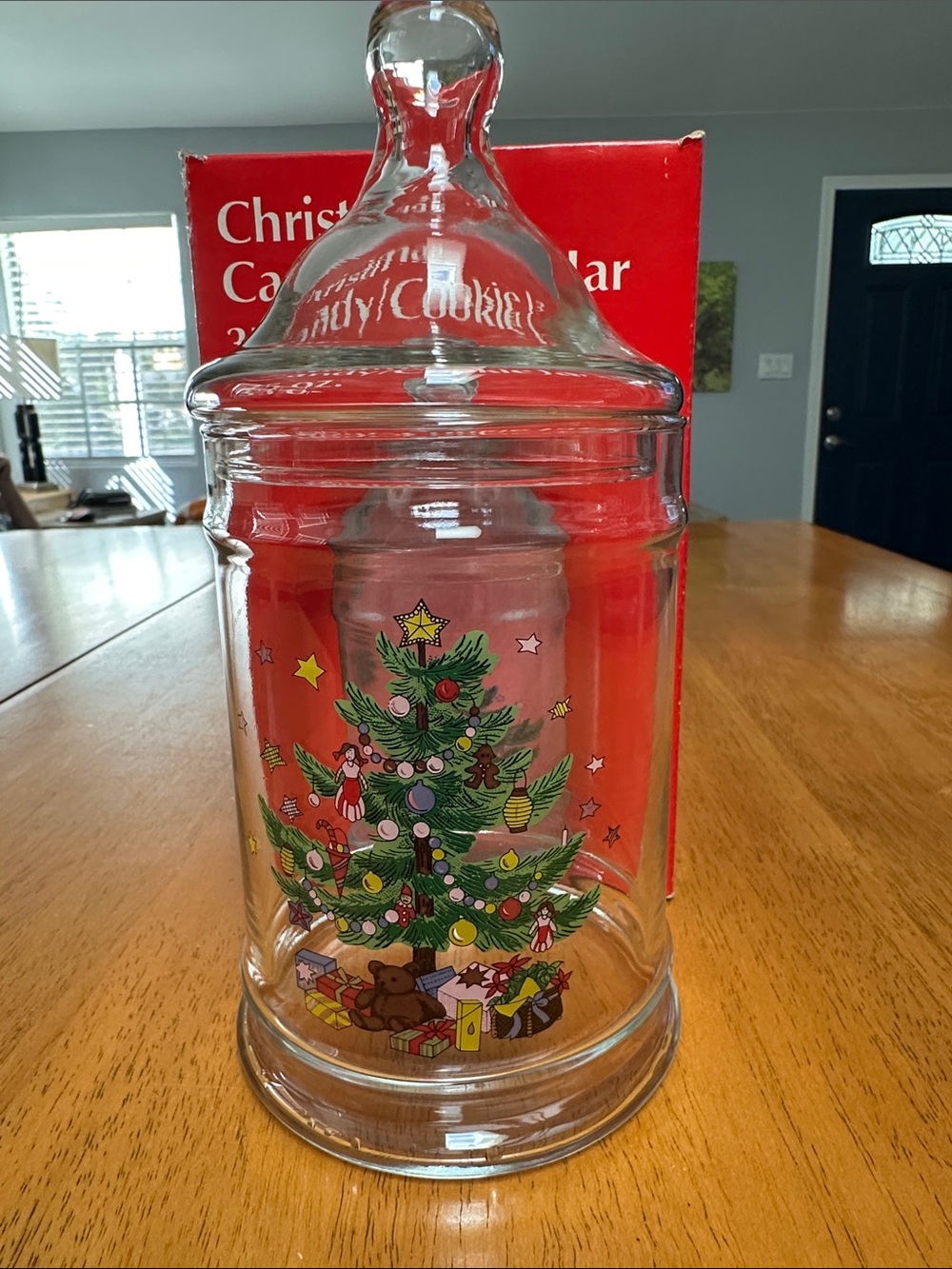 Nikko candy/cookie jar with traditional Christmas Tree design.